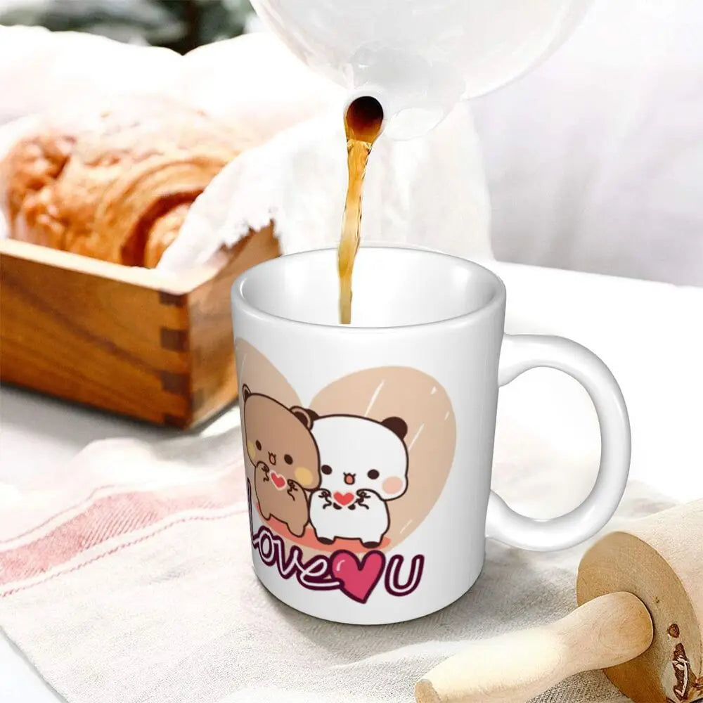 Tazze personalizzate per coppia Bubu Dudu Panda e Brownie Bear Tazza da caffè per tè al latte in ceramica fai-da-te