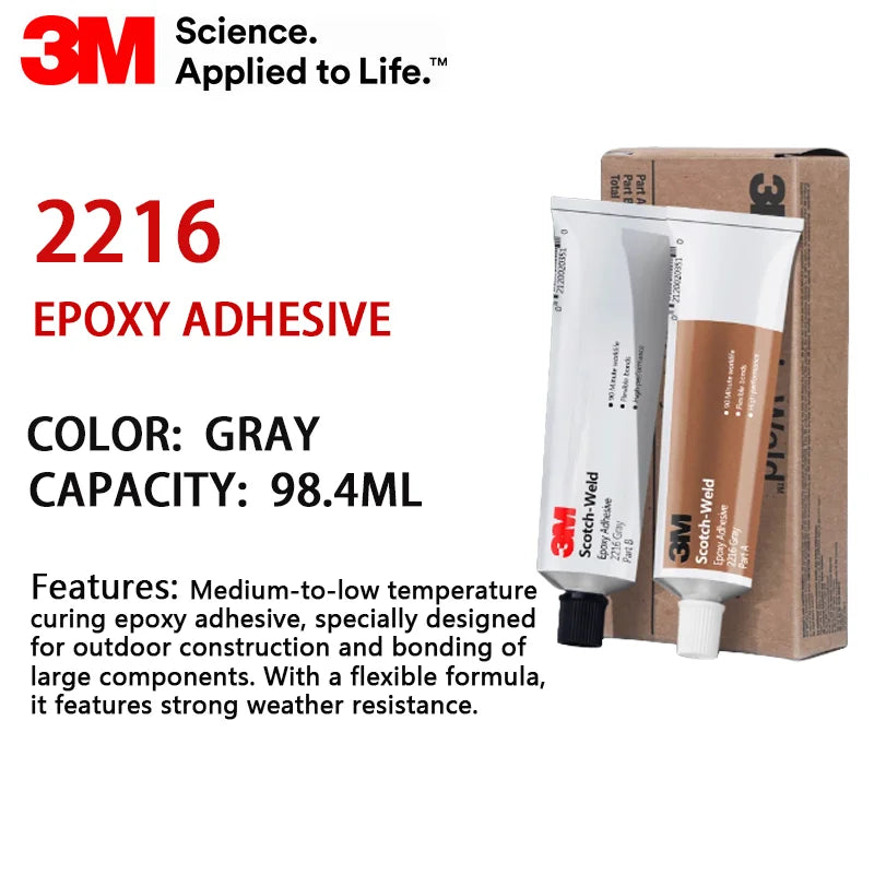 Adesivo Epossidico Originale 3M 2216 Scotch-Weld Grigio, Colla Strutturale Flessibile Bicomponente per Riparazione di Metallo, Gomma e Plastica