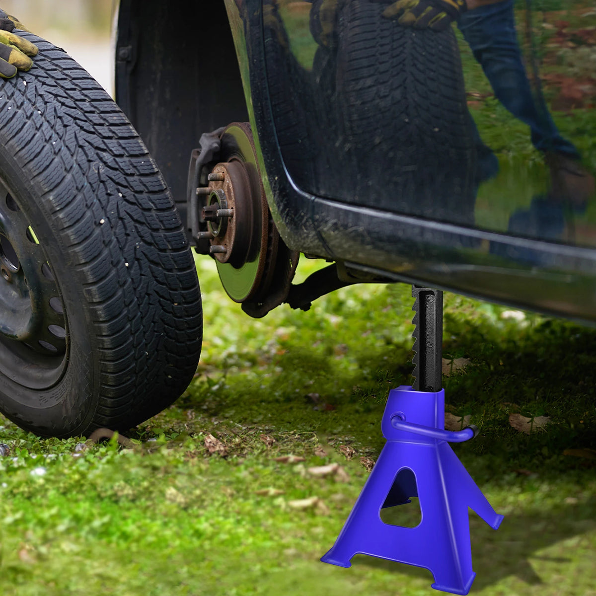 2 cavalletti per auto da 3 tonnellate, cavalletti a traliccio/biellette, robustezza e stabilità per la manutenzione dei veicoli, altezza regolabile