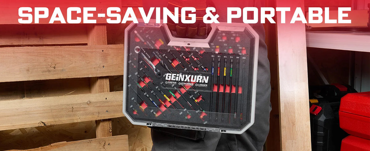 Geinxurn Set di strumenti da 58 pezzi confezionato con punte per cacciavite a percussione, mini Wrech, trapano a gradini, adattatore per presa e portapunte per fai da te