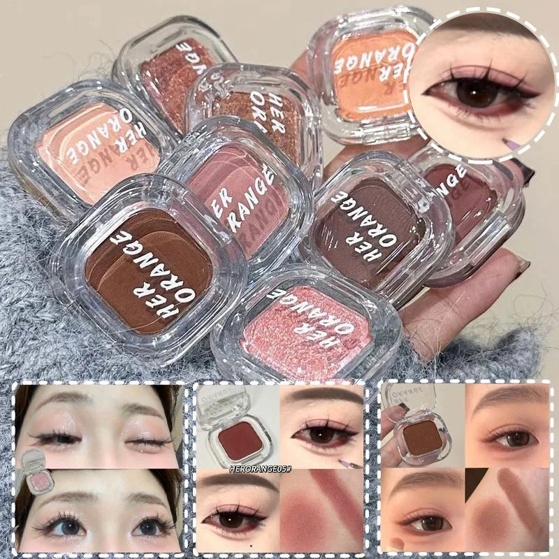 Palette Ombretto Monocromatico Rosso Marrone, Eyeliner in Polvere, Rosso Corallo Opaco Setoso, Eyeliner Effetto Baco, Impermeabile, Trucco Aegyo-sal