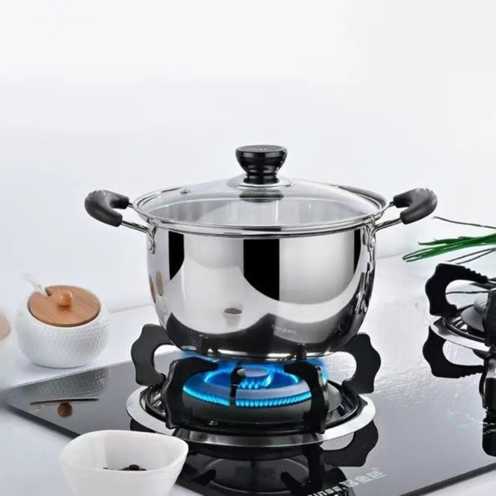 Pentola Profonda in Acciaio Inox con Doppio Manico e Coperchio, Pentola per Zuppa Antiaderente 18/20/22/24cm Utensili da Cucina e Strumenti per Cucinare