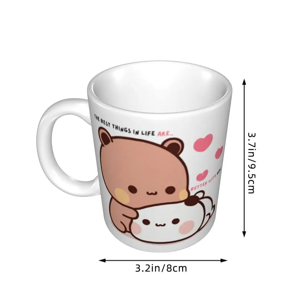 Tazze personalizzate per coppia Bubu Dudu Panda e Brownie Bear Tazza da caffè per tè al latte in ceramica fai-da-te