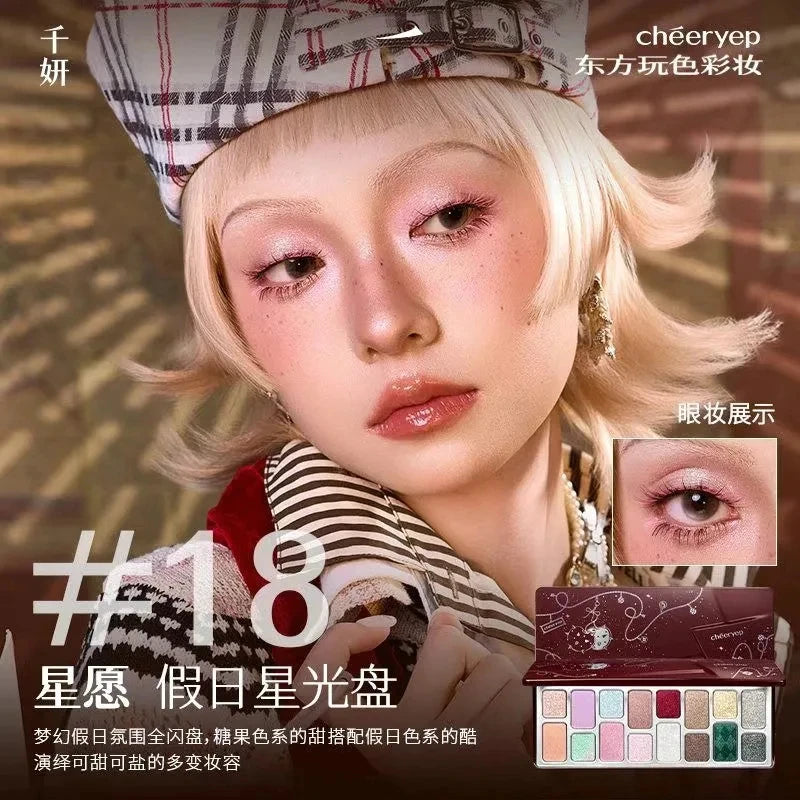 Qianyan Cheeryep Nuova Palette Ombretti 16 Colori Qianyan Glitter Camaleonte Opaco Perlescente Flash Plate Qian Yan Cowherd Sequins