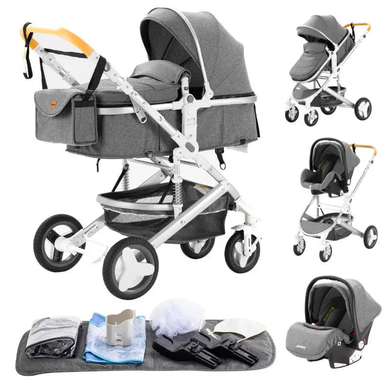 Nuovo passeggino di lusso 3 in 1 carrozzina da viaggio portatile pieghevole carrozzina alta paesaggio telaio in alluminio passeggino neonato