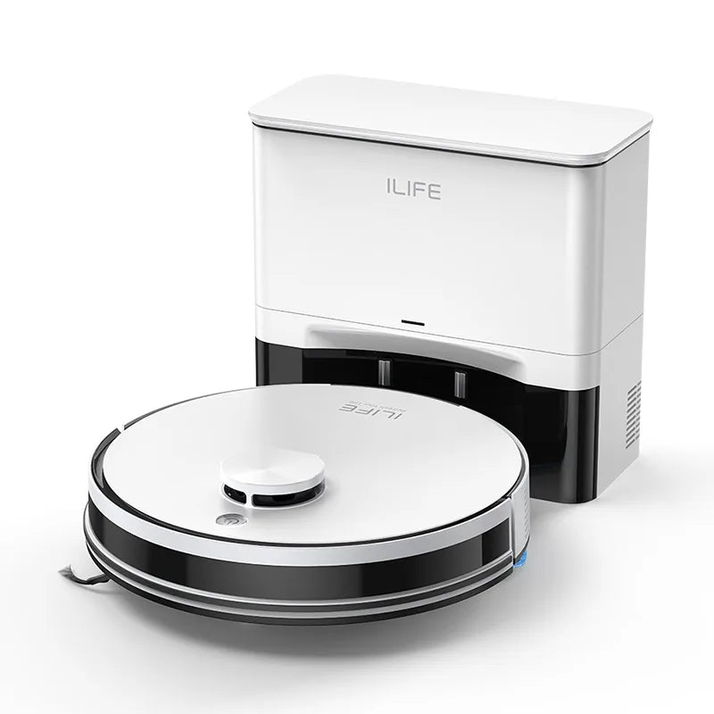 Robot Aspirapolvere ILIFE A30 Pro con Stazione di Svuotamento Automatico, Forte Aspirazione 5000Pa, Navigazione LDS, 180 Minuti di Autonomia, Funzione 2-in-1 Lavaggio e Spazzamento, Controllo APP, Pulizia di Pavimenti e Tappe