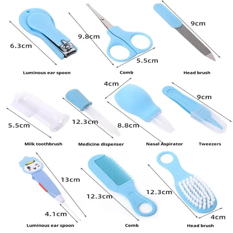 Set di 13 Pezzi per la Cura del Bambino, Kit Portatile per Toelettatura e Cura delle Unghie