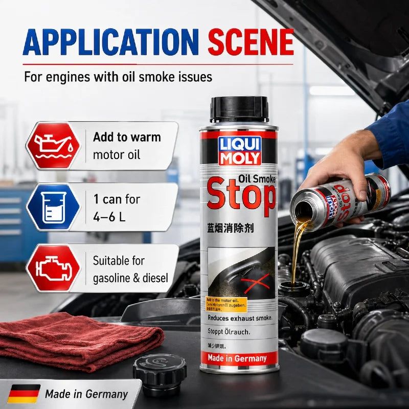 LIQUI MOLY 8901 Oil Smoke Stop 300ml Additivo per Olio Motore Riduttore di Fumo Blu per Motori a Benzina e Diesel