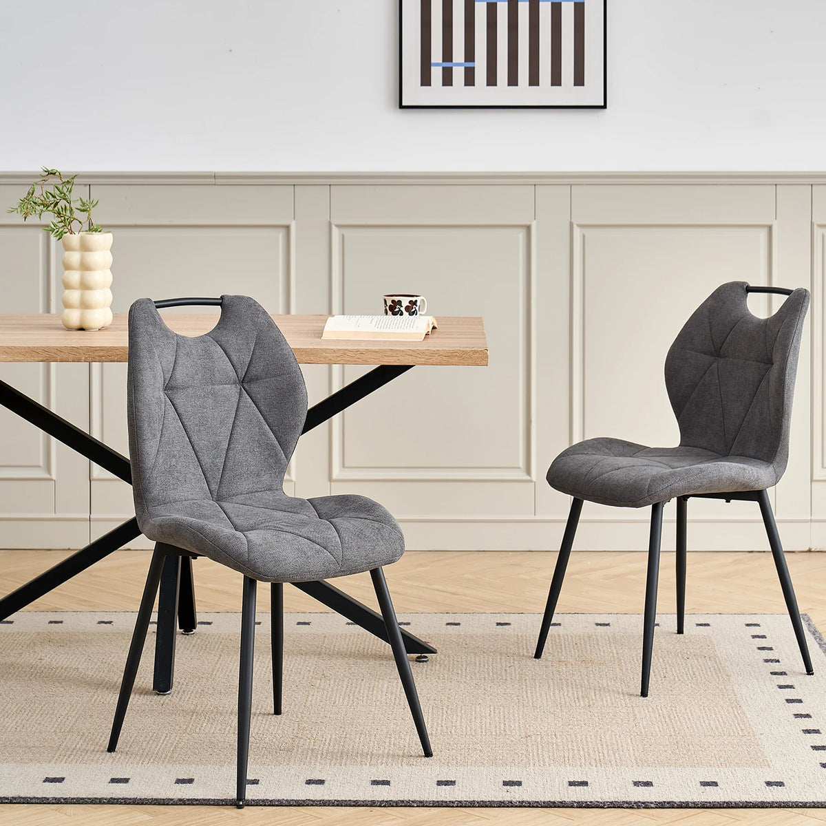 Sedia da pranzo moderna 2/4/6 pezzi, comode sedie imbottite con gambe in metallo per cucina/soggiorno/camera da letto