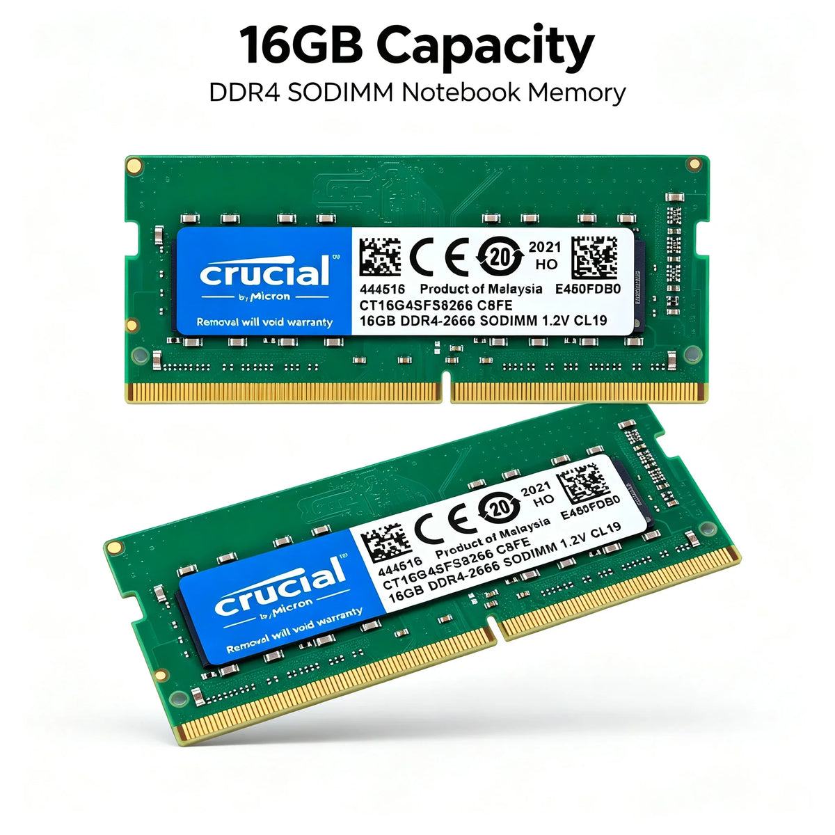 Cruciale 1PCS/2PCS RAM DDR4 per Laptop 16GB 2400 2666 3200MHz 8 Chip PCB Verde SODIMM Memoria per Notebook