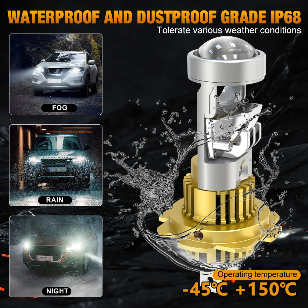XSTORM H7 Proiettore LED Faro H11 H8 9005 9006 H4 Lente per proiettore LED Hedalights Canbus 60000LM 150W Auto Fascio alto e basso 12V