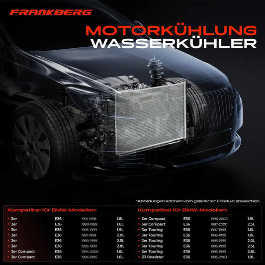 Radiatore Acqua Motore Frankberg 1X per BMW Serie 3 E36 Touring Z3 Roadster 316-328 1295 17111728905 17111469175 Cu1295