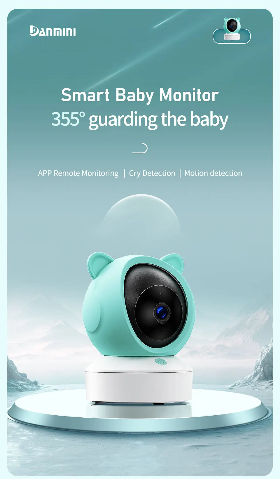 Danmini 2.4G 5 pollici Baby Monitor Tuya App Telecomando 1080P Videocamera Video Citofono bidirezionale Rilevazione movimento Monitor wireless