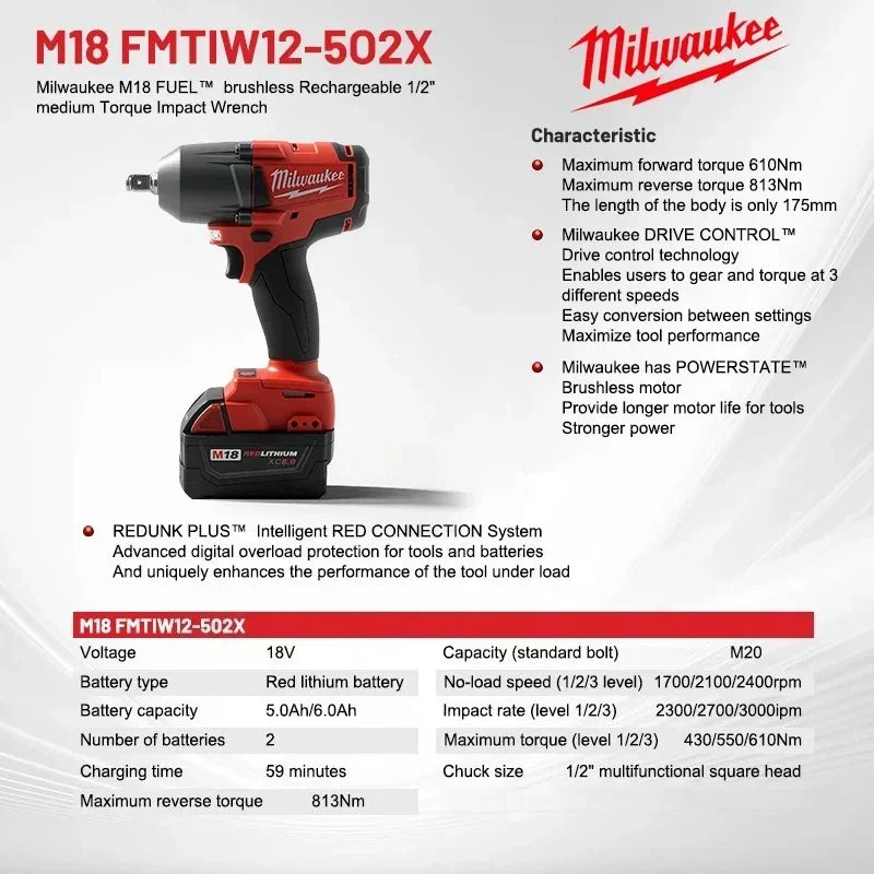 Milwaukee 100% M18 REDLITHIUM FORGE 6.0 Batteria – Ioni di Litio Standard, 18V, 48-11-1861 Per Tutti gli Utensili Elettrici a Batteria della Serie M18