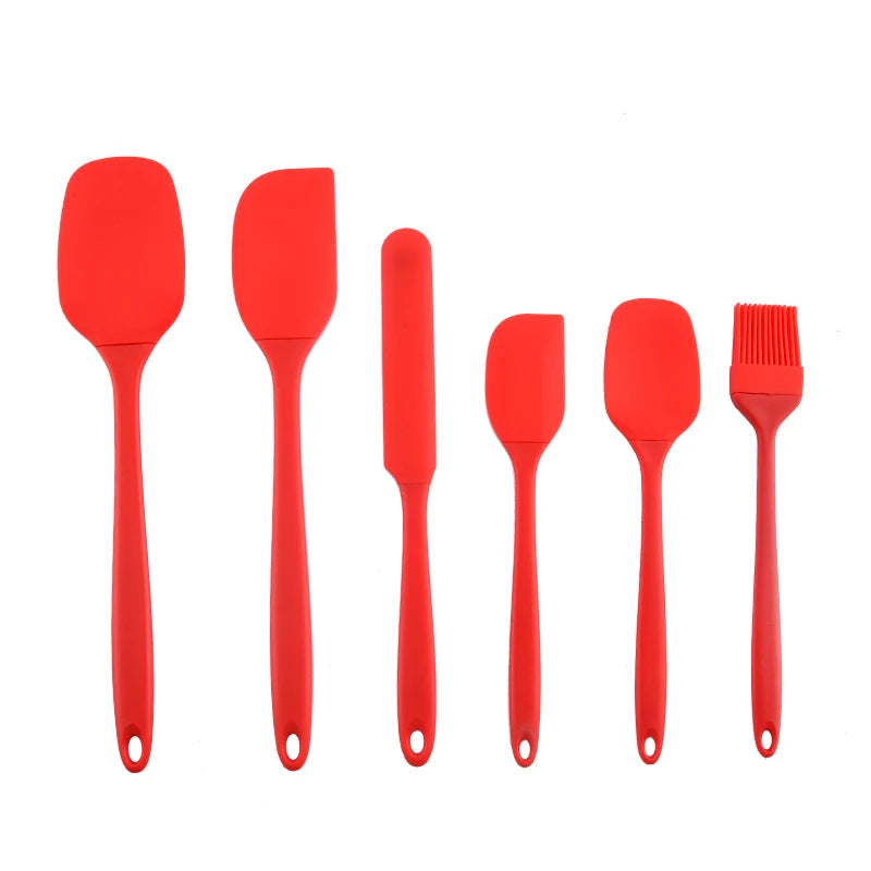 Set di utensili da cucina in silicone da 6 pezzi, spatola per crema, spatola, pennello per olio, set di raschietti di varie misure, strumento per la cottura, non integrato