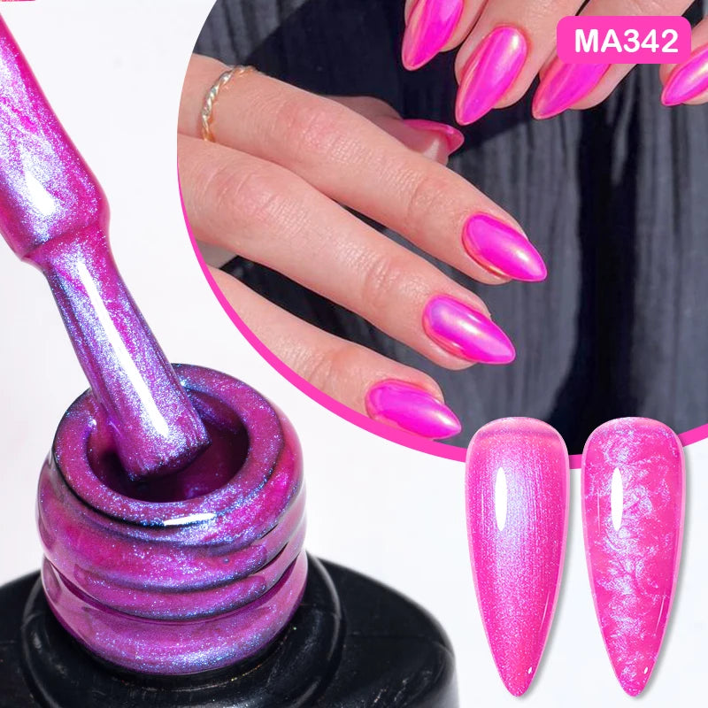 MEET ACROSS 7ml Gelatina Nuda Shimmer Base in gomma Gel Glitter Rosa Viola UV/LED Nail Art Vernis Gel Smalto per manicure Unghie FAI DA TE