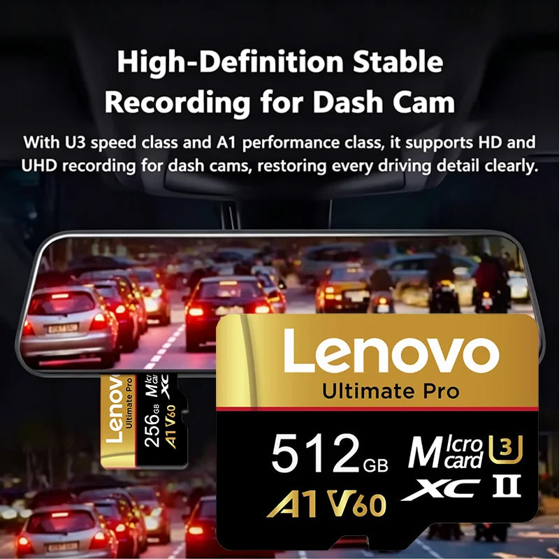 Scheda di memoria MicroSD Lenovo ad alta velocità, 1 TB, 256 GB, 512 GB, classe 10, UHS-I, per Nintendo, droni DJI, fotocamere GoPro, 128 GB, 64 GB.