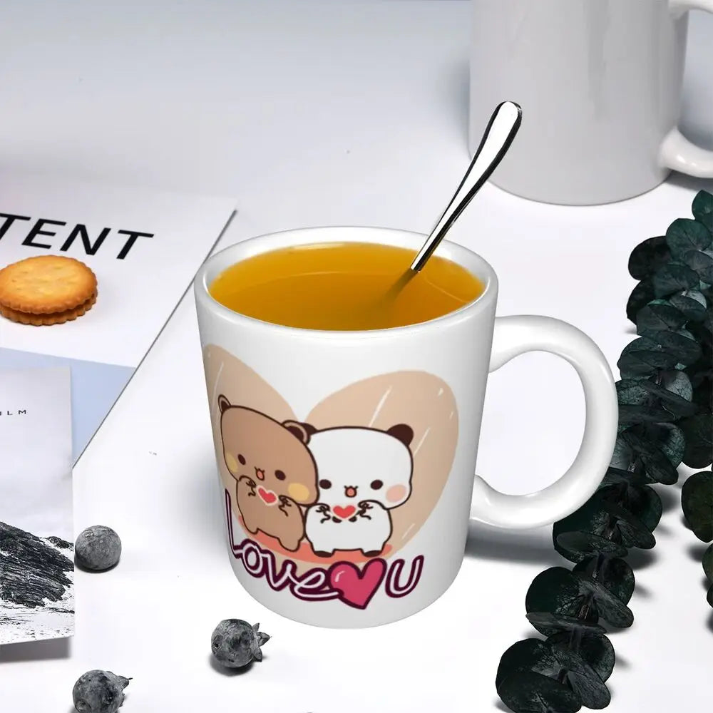 Tazze personalizzate per coppia Bubu Dudu Panda e Brownie Bear Tazza da caffè per tè al latte in ceramica fai-da-te