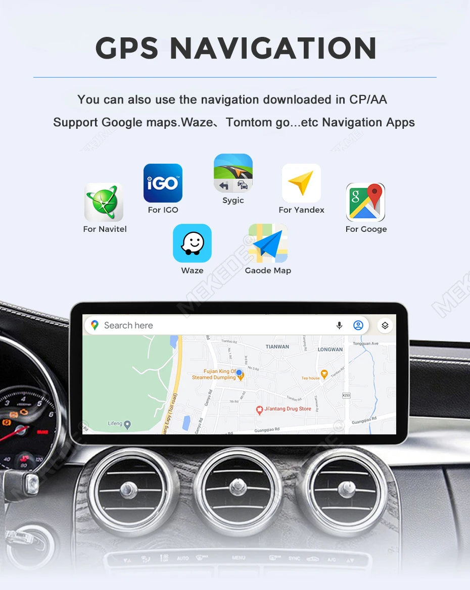 Mekede, schermo da 12,3 pollici, risoluzione 2K, sistema di navigazione GPS con CarPlay e Android Auto, autoradio multimediale con sistema operativo Linux per Mercedes Benz C W205, GLC X253, Classe V W447, lettore video 4K.