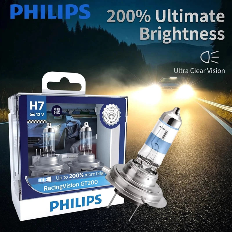 Philips H7 H4 12V 55W Faro alogeno Fino al 150% 200% Altro luminosità Lampadine originali per auto