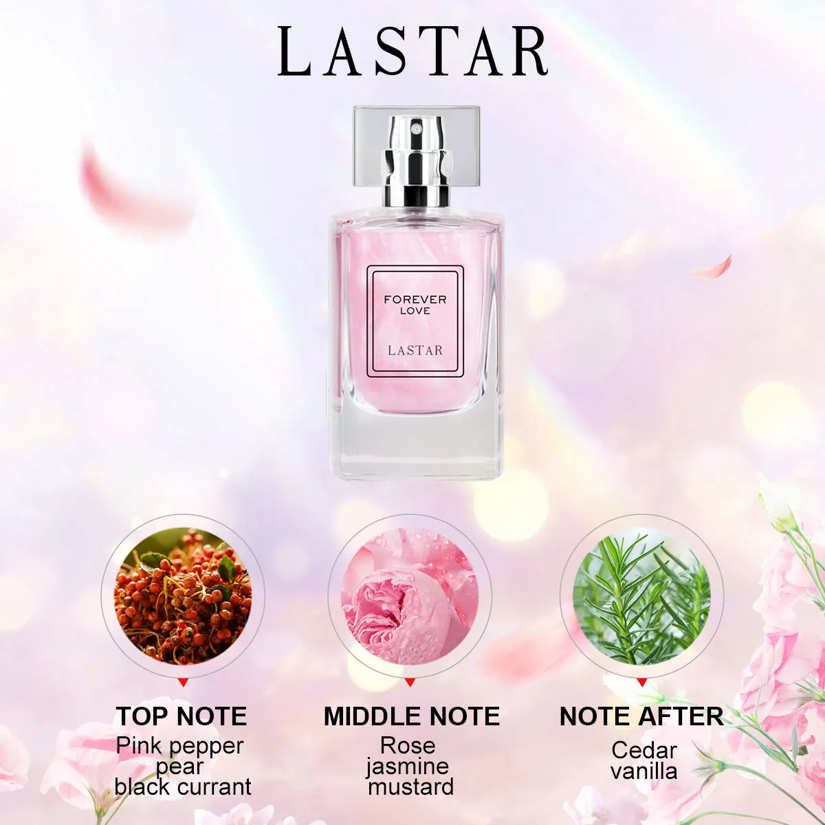 LASTAR Profumo da donna, regali di Natale. Totale 100 ml/3,38 fl oz, profumo di rosa, fragranza a lunga durata, atmosfera di datario
