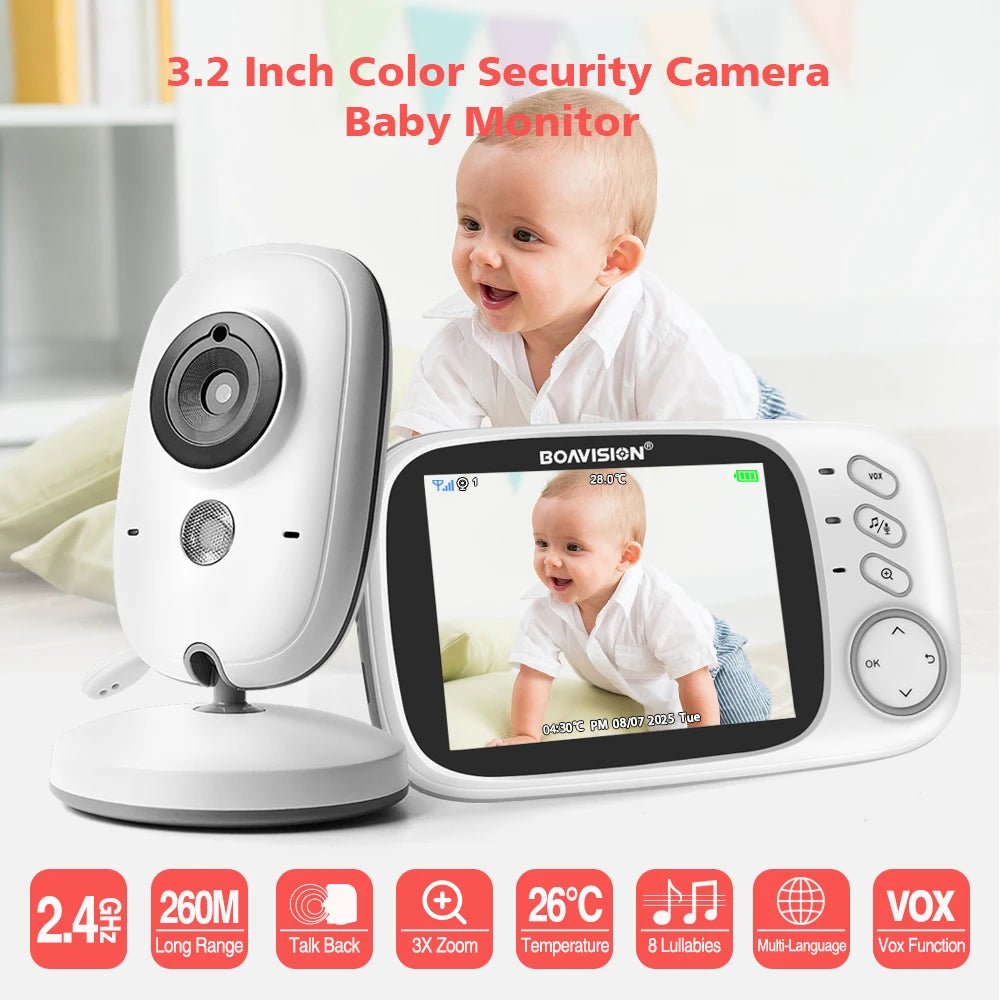 VB603 Video Baby Monitor 2.4G Wireless con LCD da 3.2 pollici Audio bidirezionale Conversazione Visione notturna Telecamera di sicurezza di sorveglianza Babysitter