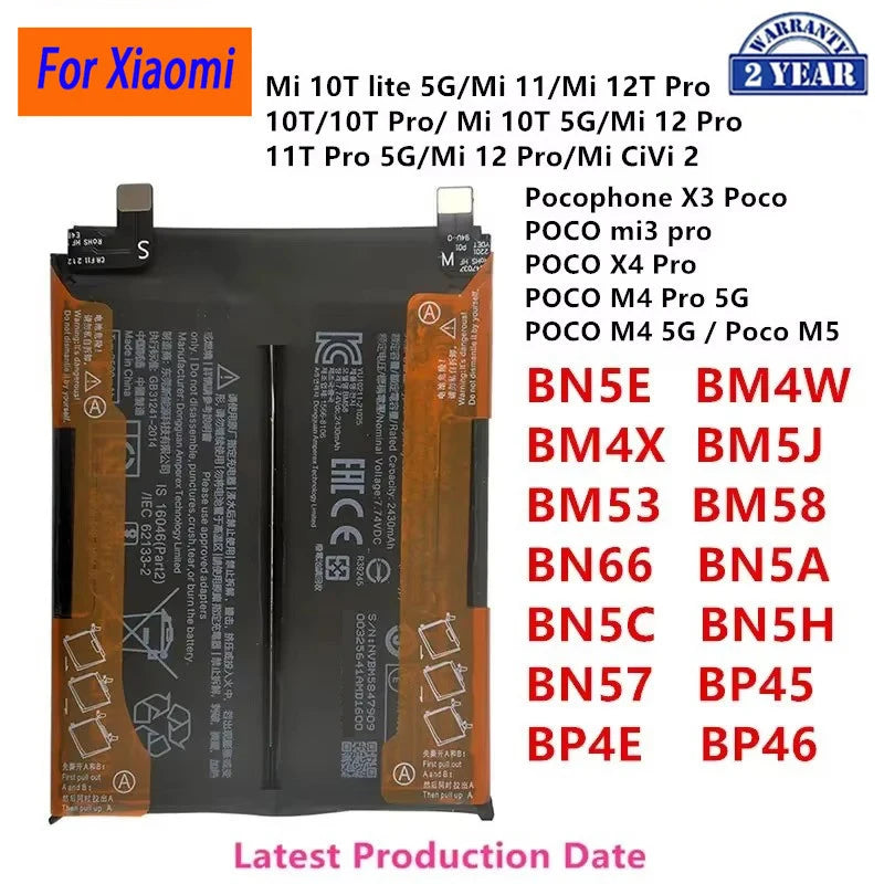 Originale BN5E BM4W BM4X BM5J BM53 BM58 BN66 BN5A BN5C BN5H BN57 BP45 BP4E BP46 per Xiaomi 11T Pro 5G/10T lite/Mi 12T Pro/10T Pro
