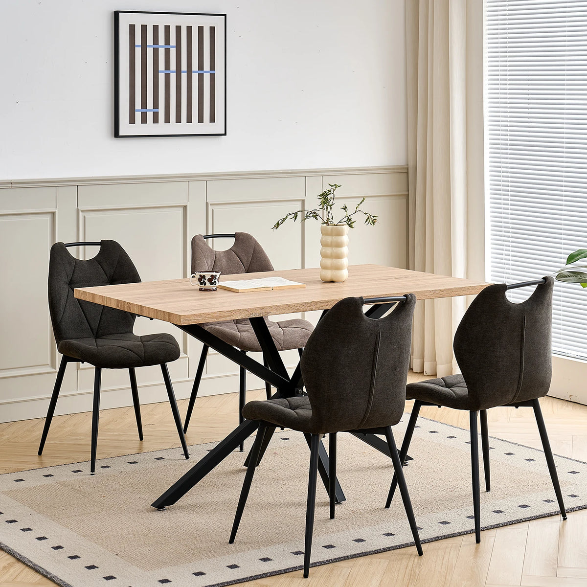 Sedia da pranzo moderna 2/4/6 pezzi, comode sedie imbottite con gambe in metallo per cucina/soggiorno/camera da letto