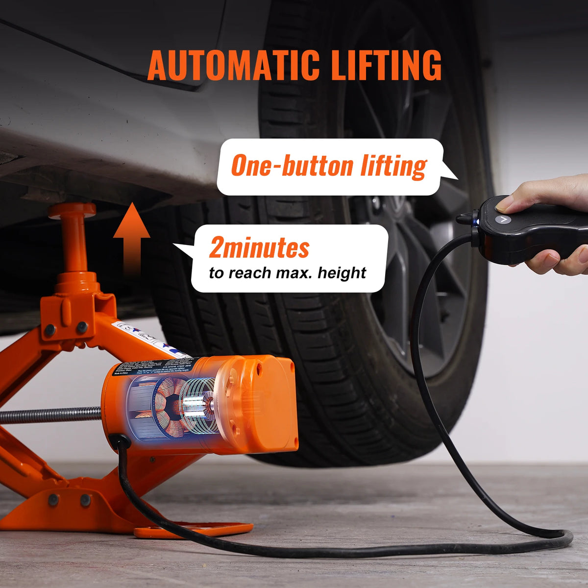 SucceBuy Cric per auto elettrica Cric a forbice 3T con avvitatore elettrico 12V Sollevamento cric per auto portatile per cambio pneumatici per camion SUV