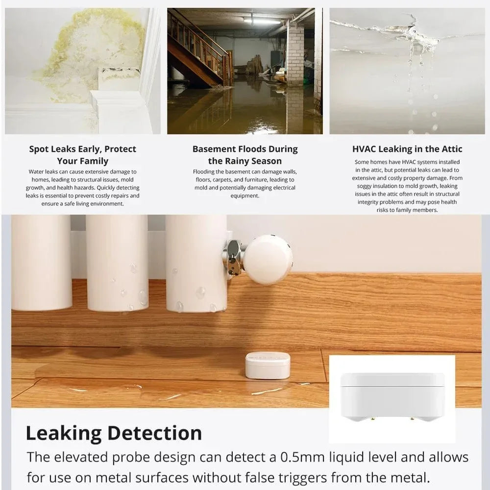 SONOFF SNZB-05P Sensore di perdite d'acqua Zigbee Sonoff, Rilevatore d'acqua con avvisi in tempo reale, Notifiche multiple, Supporto esteso