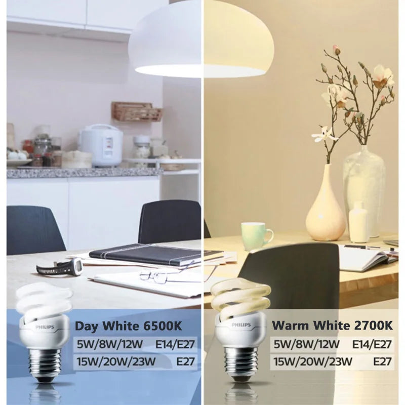 Philips Tornado Vite Edison fluorescente compatta E27 Luce a spirale 8W 12W 15W Lampadina a risparmio energetico 2700K 6500K Lampada a forma di torsione
