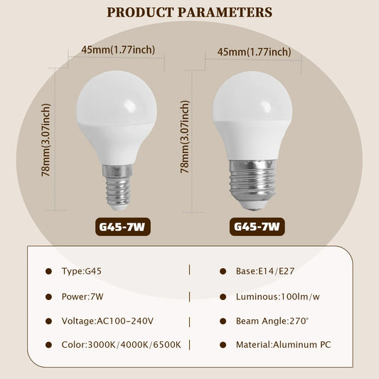 Lampadina LED G45 a spettro completo con attacco E14 E27, indice di resa cromatica CRI90, protezione per gli occhi, lampadina decorativa per illuminazione ambientale interna