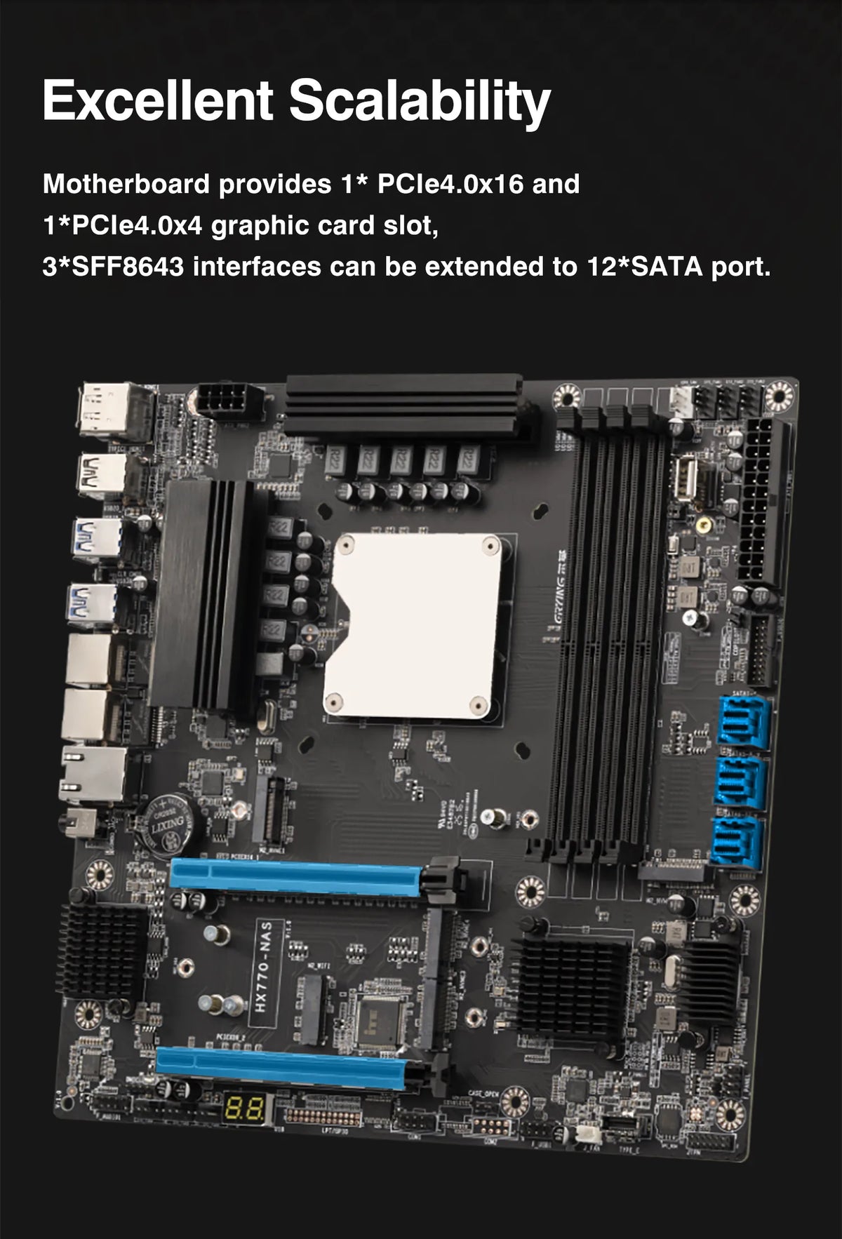 ERYING NAS Scheda madre integrata 14a generazione Core i5 14500HX 4xDDR5 Canale M.2 NVMe 2280 2.5G WIFI SFF8643 Interfaccia a 12 porte SATA