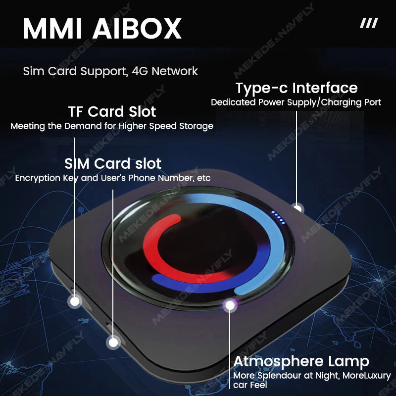 Mekede Android 13, processore a 8 core, 8 GB di RAM, 128 GB di memoria, TV box portatile, CarPlay wireless, Android Auto wireless, navigazione GPS, menu multimediale, equalizzatore, compatibile con BMW ID6, ID7, ID8, ID9, sup