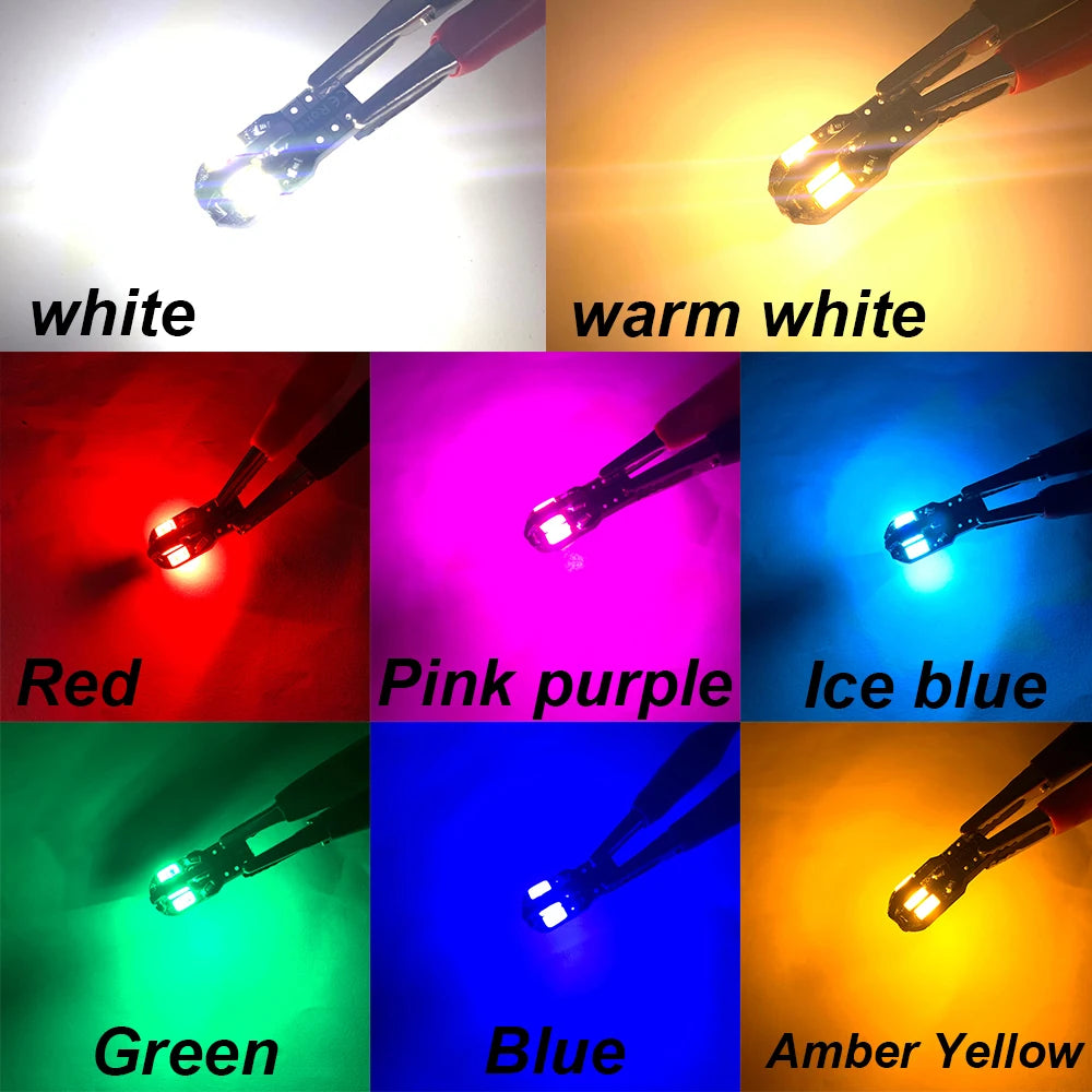 10x W5W T10 LED CANBUS No Error 5W5 12V 5W 600Lm Super Bright Car Interior Luce laterale 194 3030 SMD Lampadina automatica Bianco Ambra Rosso