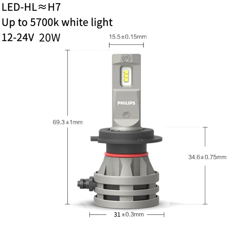 Philips LED H7 Faro 12V/24V 4200K 5700K 6000K 6500K Bianco brillante Faro automatico Lampade a LED,