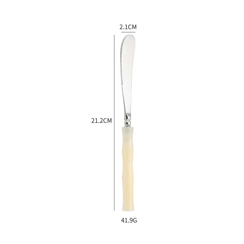 Nuovi posate in resina stile bambù 18/10 in acciaio inossidabile 304 posate classiche set di stoviglie argento blu verde crema trasporto di goccia