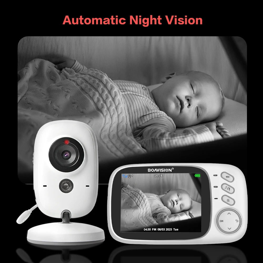 VB603 Video Baby Monitor 2.4G Wireless con LCD da 3.2 pollici Audio bidirezionale Conversazione Visione notturna Telecamera di sicurezza di sorveglianza Babysitter