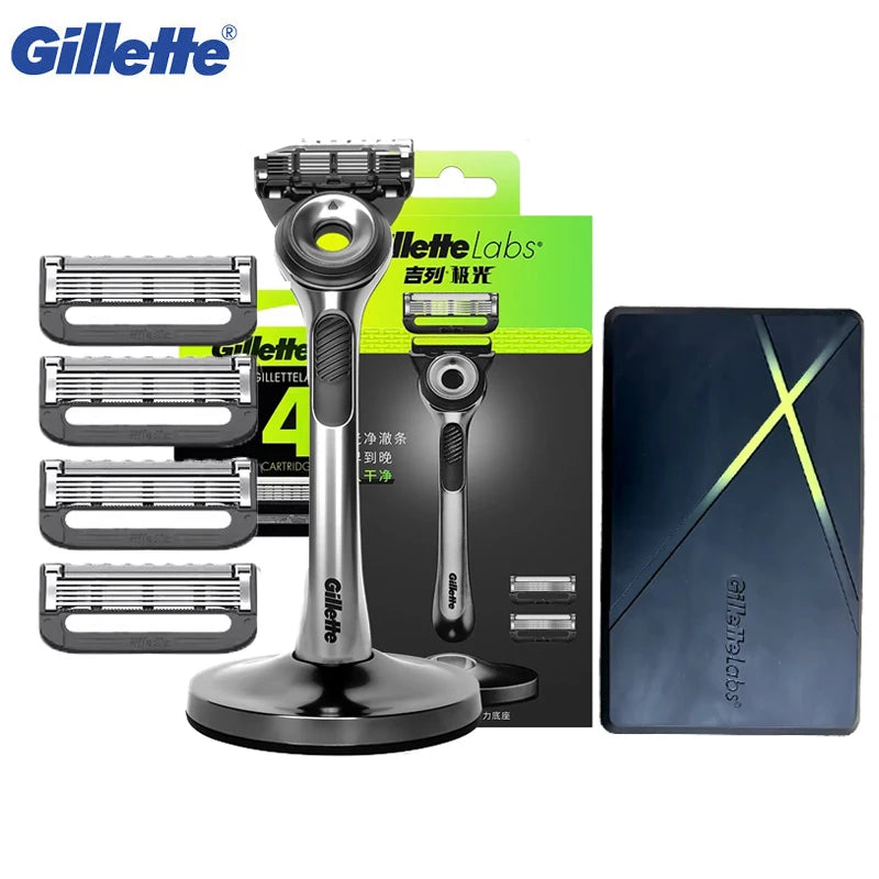Gillette Labs Razor Aurora Series Flexdisc Rasoio da barba con lama a induzione a 5 strati per uomo con supporto