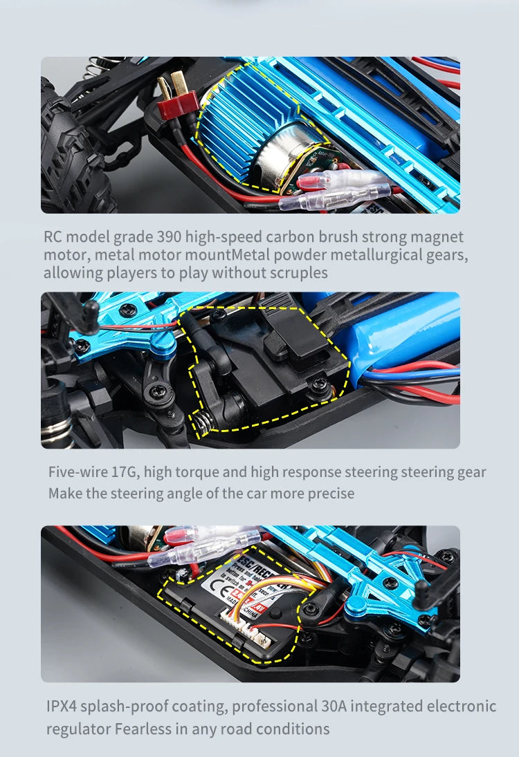ZWN 1:16 70KM/H o 50KM/H Auto RC 4WD con LED, Auto Telecomandate ad Alta Velocità, Monster Truck da Drift per Bambini Vs Wltoys 144001 Giocattoli