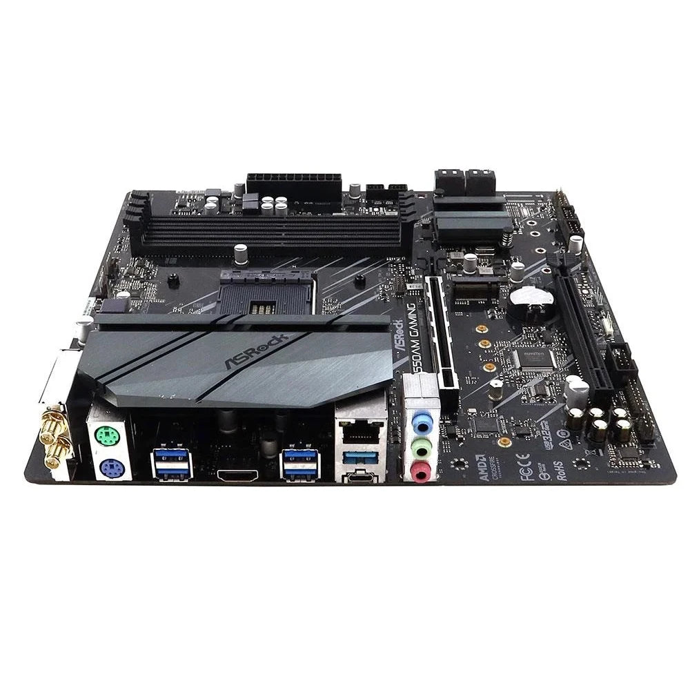 Scheda madre ASRock B550AM GAMING, compatibile con CPU AMD 3600, 5600G, 5700X, 5700x3D, 5800X3D, socket B550 AM4, DDR4, HDMI, M.2, formato MATX, PCIe 4.0.