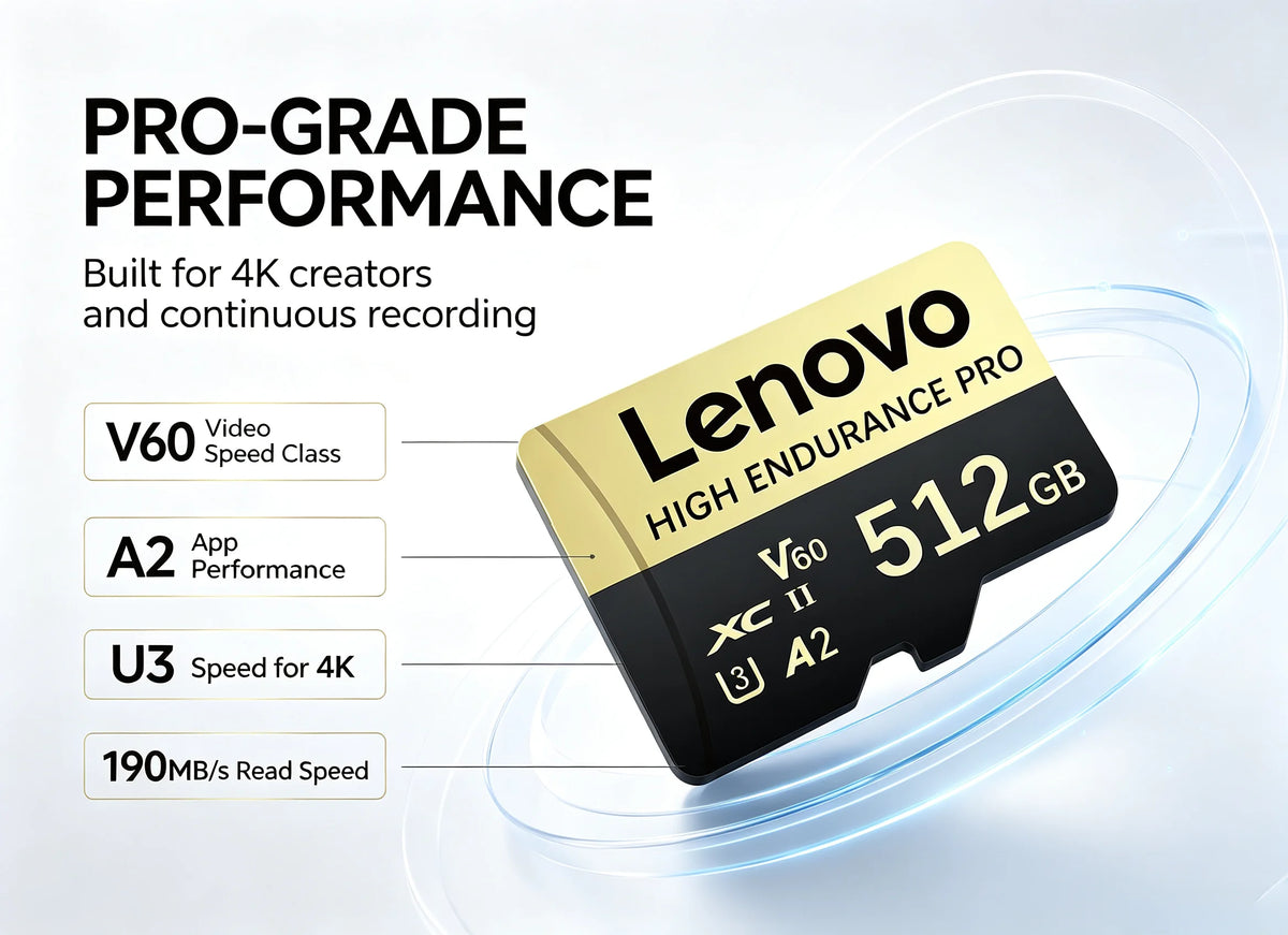 Scheda di memoria Lenovo 64GB 128GB 512GB 1TB Micro SD Classe 10 TF con adattatore SD per smartphone e dash cam