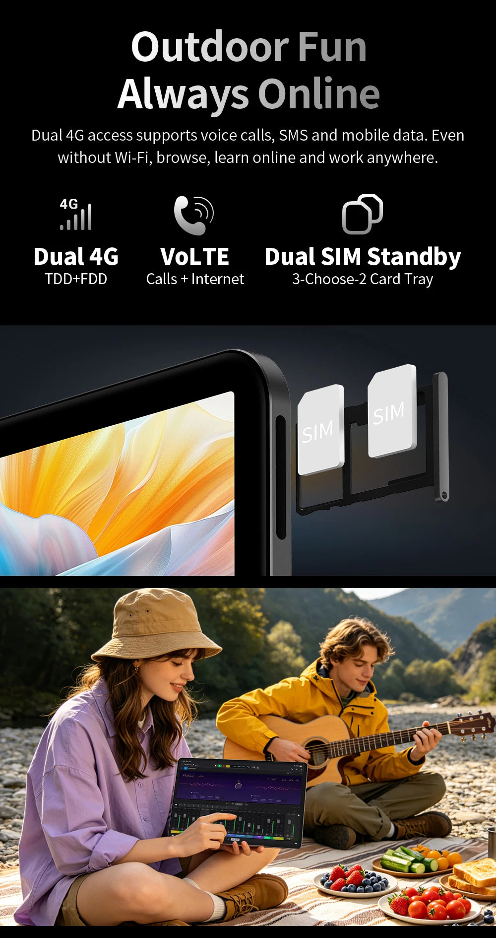 Tablet Teclast T70 Pro con Android 16 e tecnologia Gemini AI, display IPS da 14 pollici, T70Pro, doppia SIM 4G LTE, WiFi 2,4 GHz/5 GHz, Bluetooth 5.2, navigazione GPS, processore G100 Octa Core, 8 GB di RAM, 128 GB di memoria
