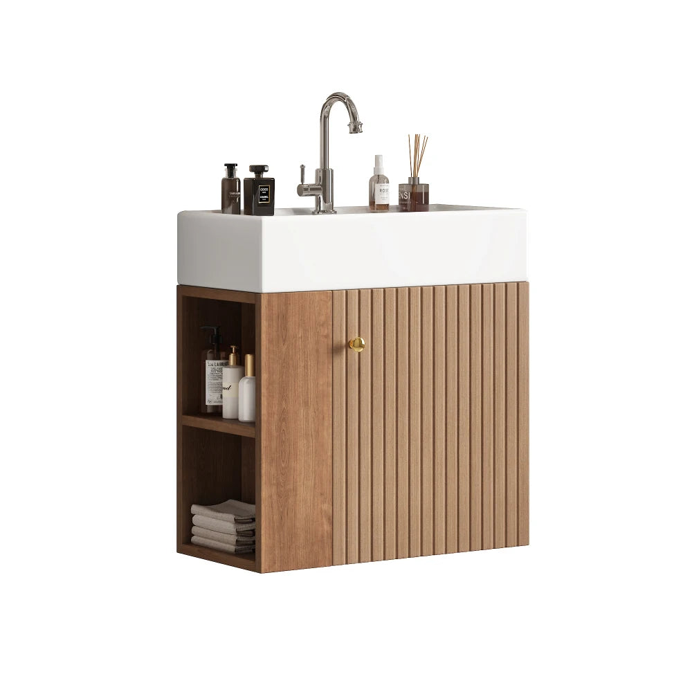 Mobile bagno sospeso con lavabo 55 × 31 × 66,5 cm e vani laterali