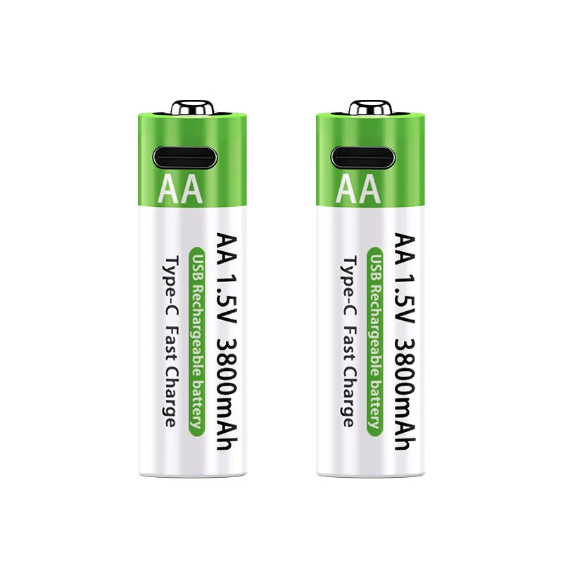 Nuove Batterie al Litio Ricaricabili AA 1.5V 3800mAh + AAA 3000mAh, Ricarica Rapida, 1200 Cicli, con Cavi Gratuiti e Scatola