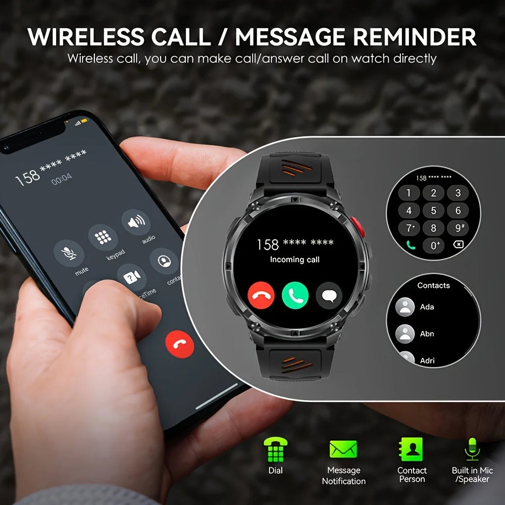 Nuovo Smartwatch T-REX3 Ultra con Batteria da 1100mAh, Impermeabile 10ATM, GPS, Bussola, Torcia, Display AMOLED HD da 1.7'', Chiamate, Orologio Sportivo Intelligente per Uomo