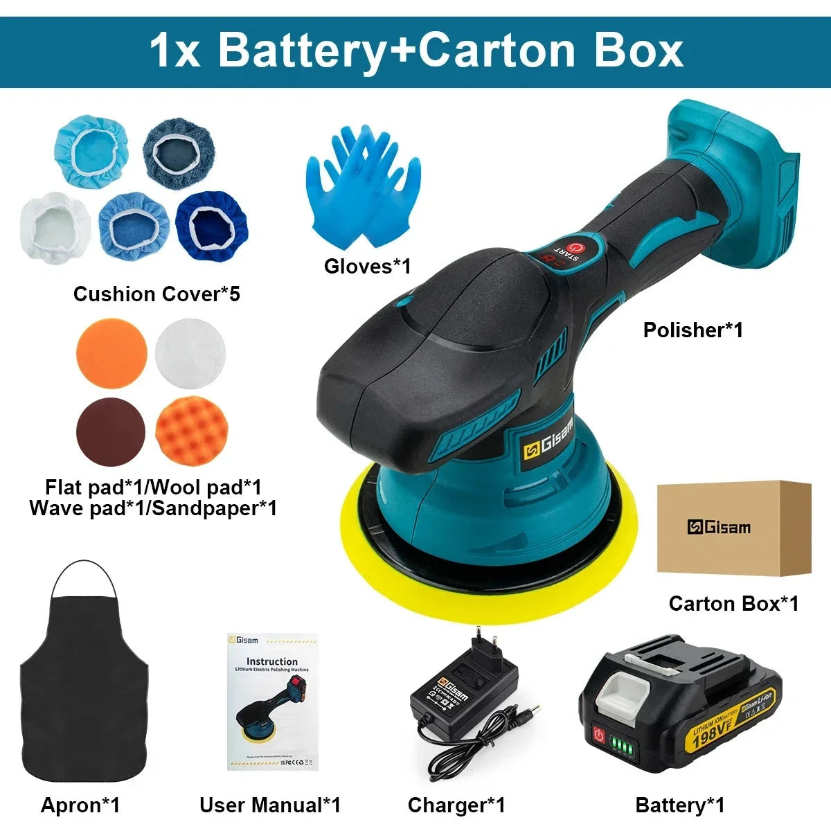 Gisha Cordless Car Polisher 8 Marce Regolabile Auto Elettrica Ceretta Levigatura Sigillatura Smalto Strumento di Potere Fit Makita 18v Batteria Spille