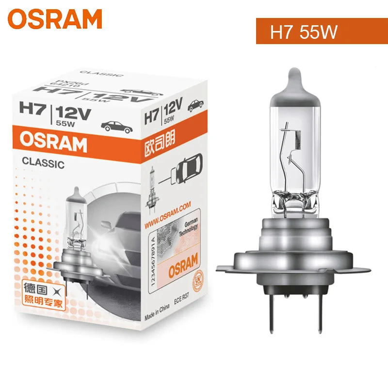 OSRAM H1 H4 H7 12V Faro alogeno per auto Linea originale Pezzi di ricambio 3200K Bianco caldo Lampada autentica Lampadina automatica Made In China 1X