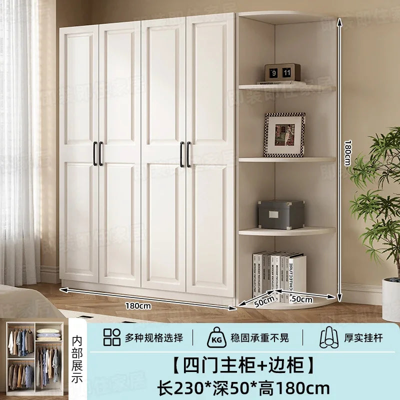 Armadio in stile crema per camera da letto, facile da montare, ideale per piccoli appartamenti, armadio in legno, mobile contenitore per stanze in affitto.