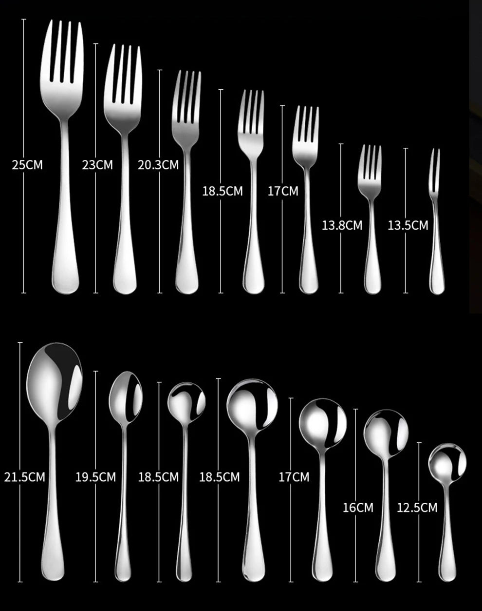 Set di posate da 24 pezzi in acciaio inossidabile, set di stoviglie, cucchiaio e forchetta, coltello, forchetta, cucchiaio da dessert, cucchiaio da tè